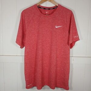 Nike Swim Rash Guard Mens XL Red Heather Dri-FIT UPF 40+ NESSA589